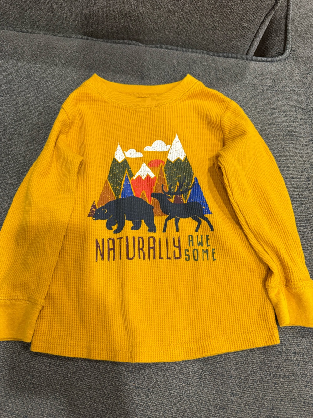 Garanimals Mustard Yellow Long Sleeve Tee with Bear & Moose Graphic